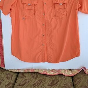 Columbia Shirt Mens XXL Orange PFG Fishing Vented Nylon Fish Outdoor Bahama